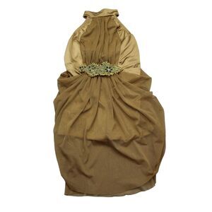 Kelle Dress Girls L Gold Sleeveless Halter Neck Open Back Strap Lyrical Costume